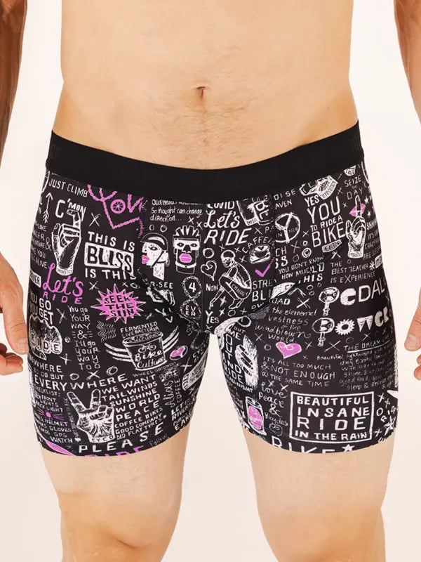 Graffiti Black Men's Performance Boxer Briefs on model front | Cycology AUS