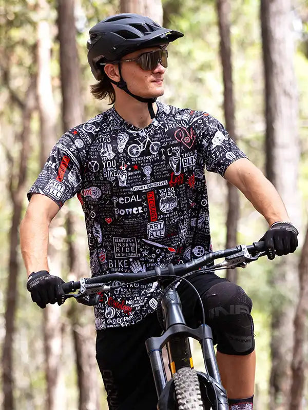 Graffiti Short Sleeve Men's Mountain Bike Jersey On Model | Cycology AUS