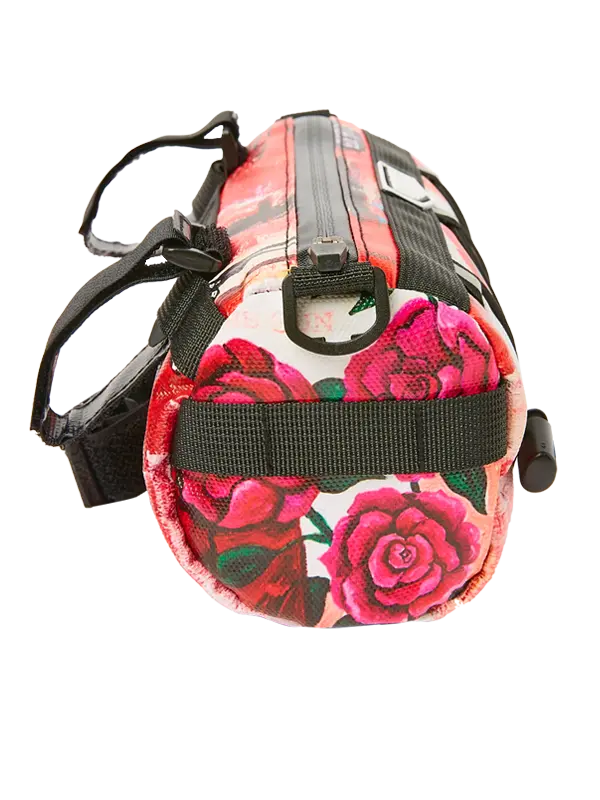 Floral and bird patterned bike bag with 'Cycology' branding