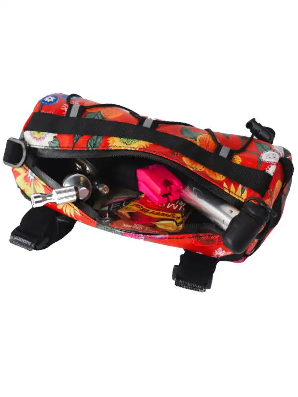 Aloha Red Bike Handlebar Bag Open  | Cycology AUS