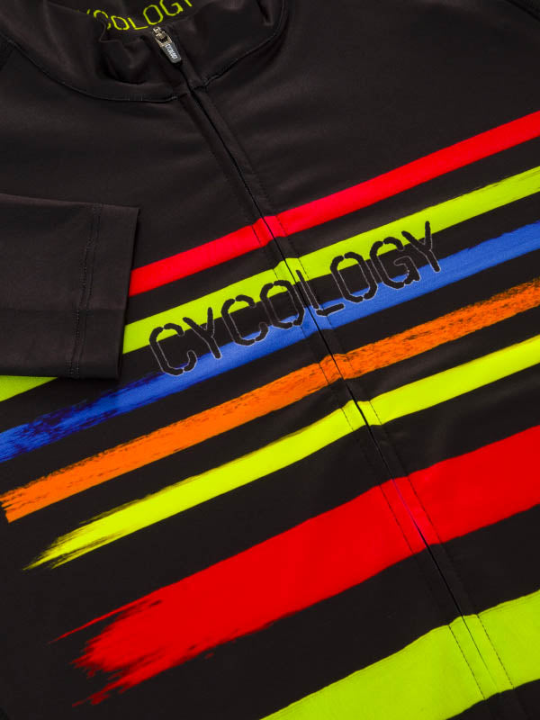 Horizon Men's Black Long Sleeve Summer Cycling Jersey neck | Cycology AUS