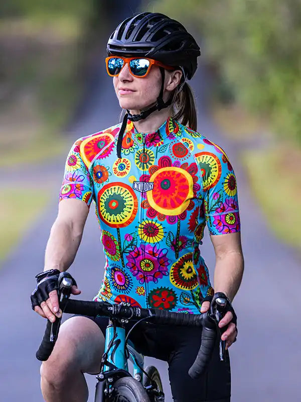 Heavy Pedal  Women's Aqua Cycling Jersey  on model | Cycology AUS