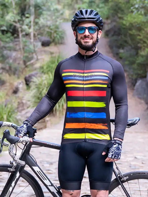 Horizon Men's Black Long Sleeve Summer Cycling Jersey on model | Cycology AUS