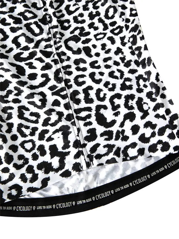 Leopard print pattern on a white background with visible  Cycology branding.