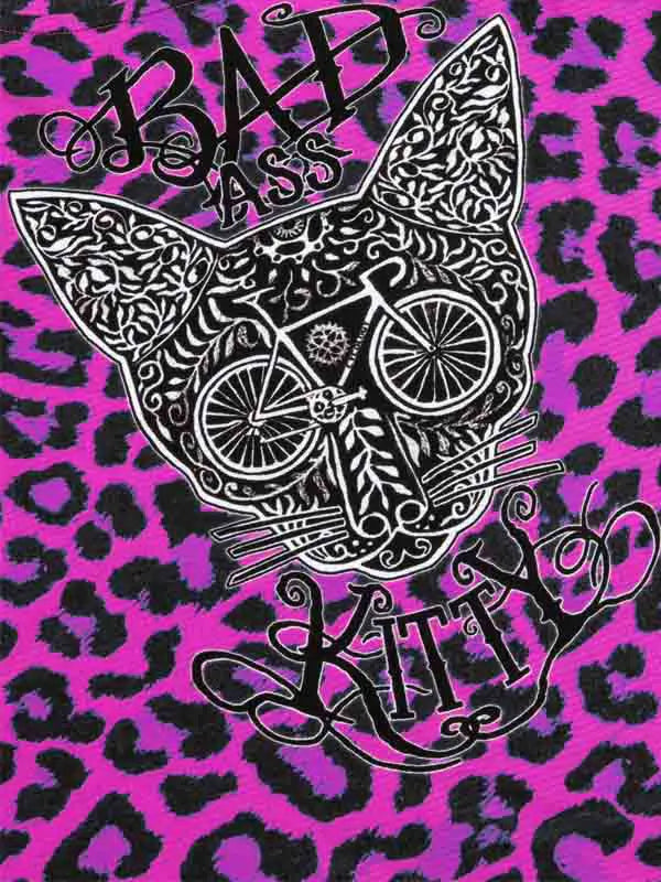 Kitty Pink Women's Technical T shirt Graphic close up  | Cycology AUS