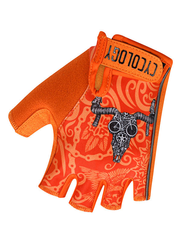 Life Behind Bars Orange Cycling Gloves top view  | Cycology AUS