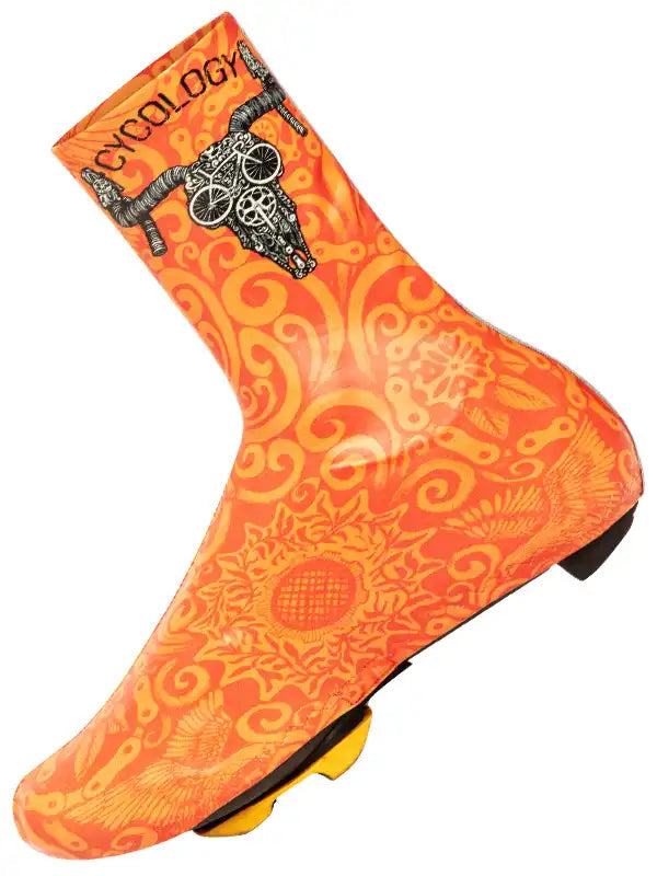 Life Behind Bars Orange Cycling Shoe Covers Side | Cycology AUS