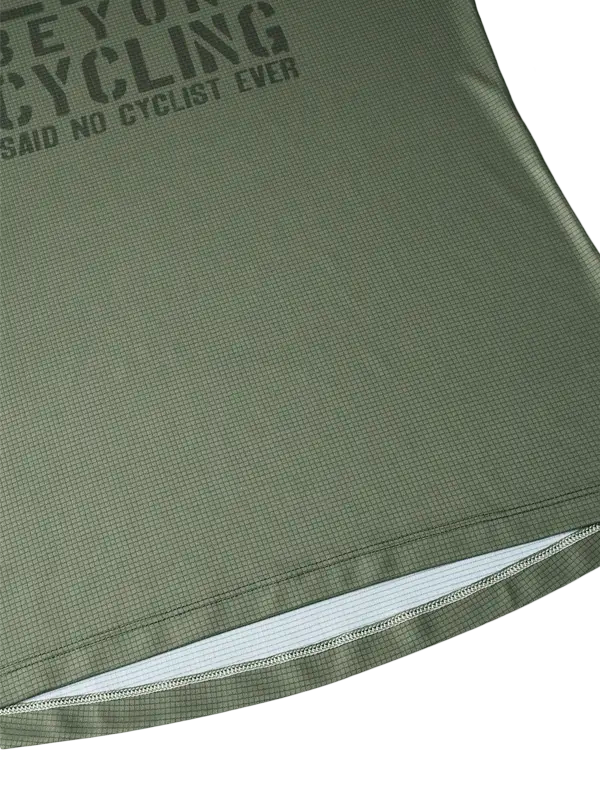 Green cycling jersey with text 