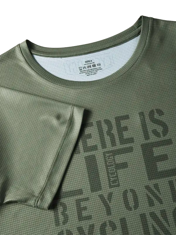 Green cycling jersey with text 