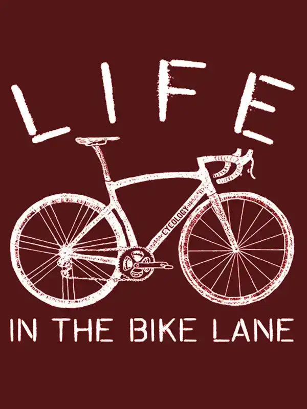 Life in the Bike Lane cycling graphic tee with road bike design for men and women