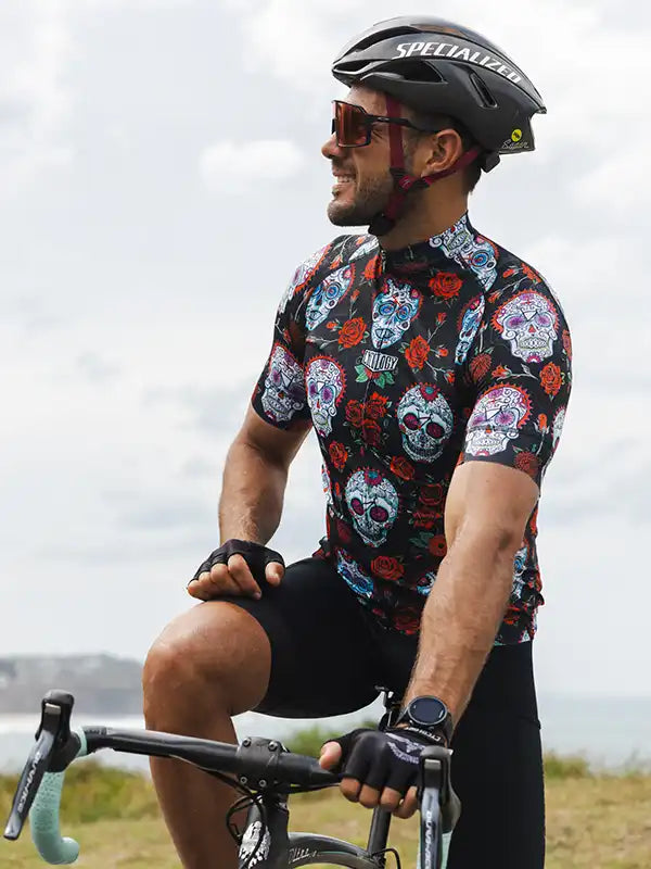 La Vida Black Men's Cycling Jersey on model  | Cycology AUS