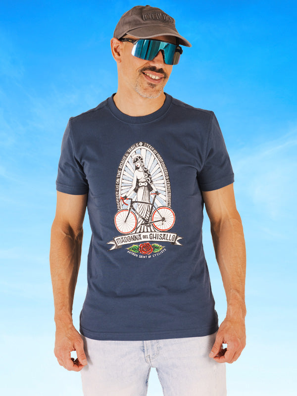 Madonna Blue Men's Cycling T-Shirt  On Model | Cycology AUS