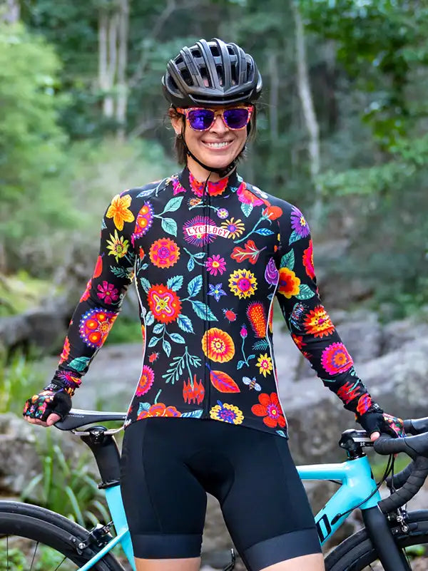 Nikita Black Women's Long Sleeve Cycling Jersey  on model | Cycology AUS