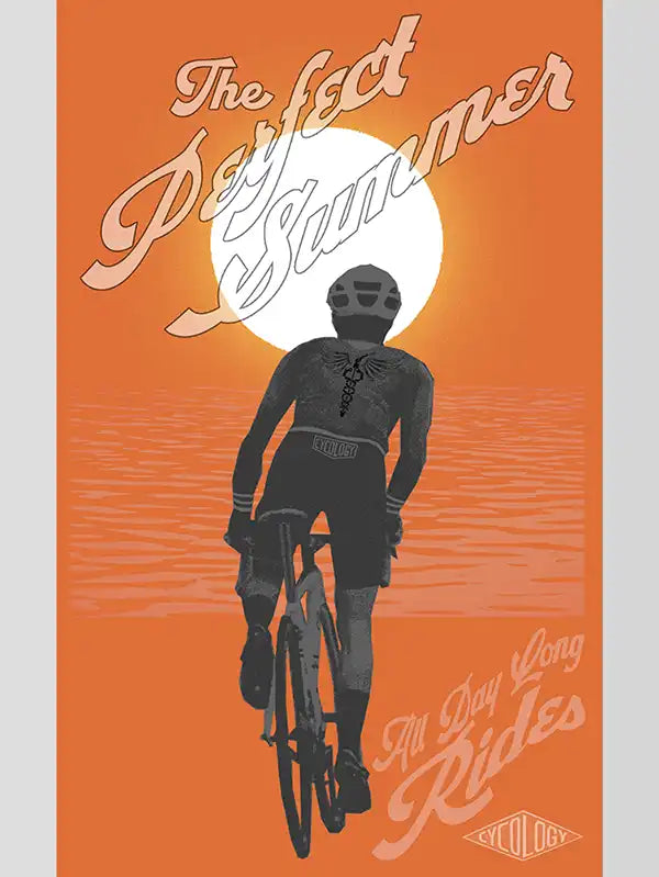 Perfect Summer Mens Orange Cycling T-Shirt Graphic close up  | Cycology AUS