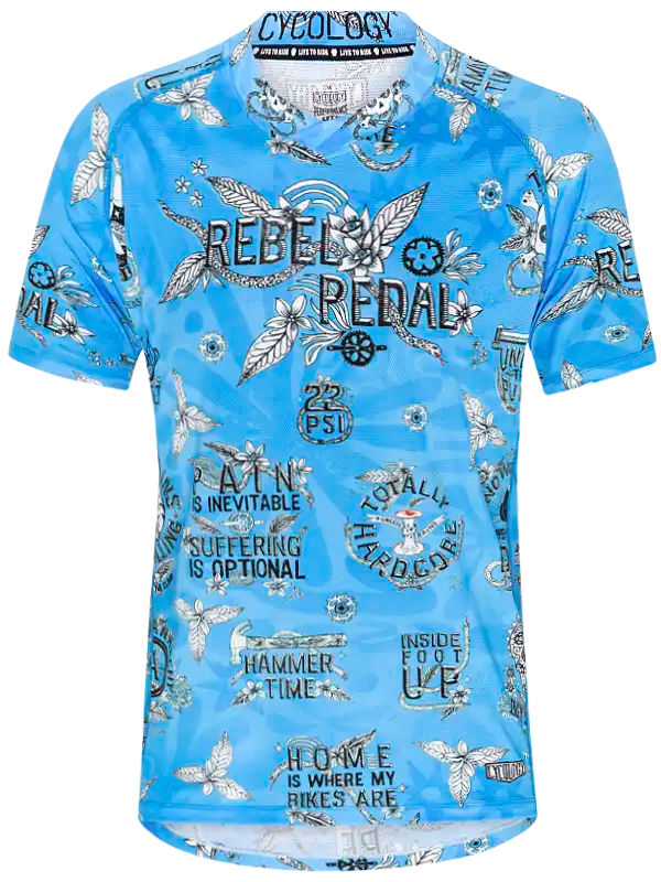 Rebel Pedal Blue Short Sleeve Men's MTB Jersey  Front | Cycology AUS