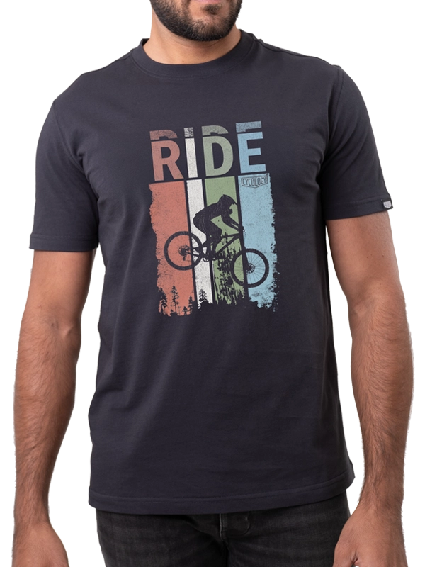 Ride MTB Men's Grey Cycling T-Shirt  Front Cycology AUS