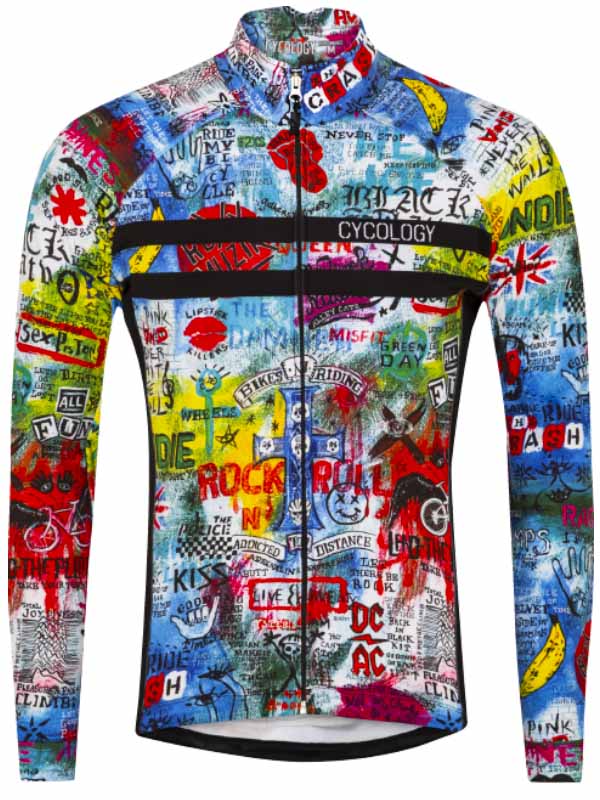Rock N Roll Blue Men's Windproof Winter Cycling Jacket front | Cycology AUS