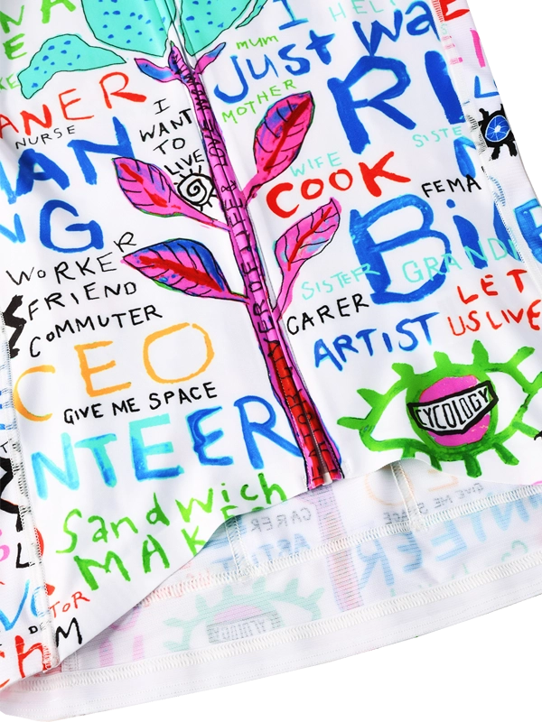 Colorful tree with various words on a white background