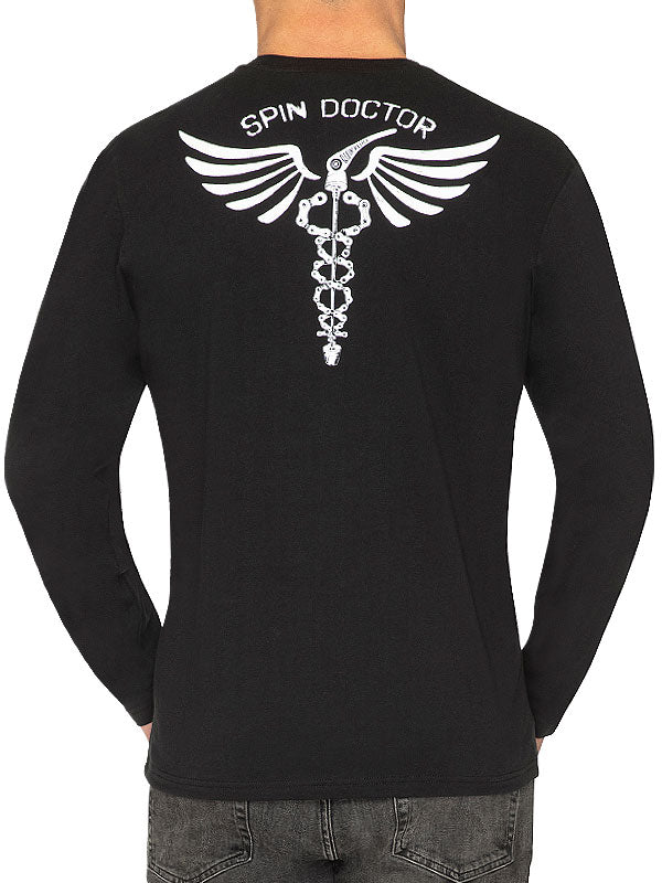 Spin Dr Mens Black Long Sleeve T shirt Back  | Cycology AUS