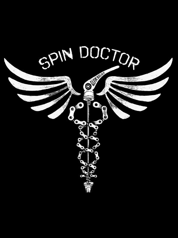 Spin Dr Mens Black Long Sleeve T shirt Graphic close up  | Cycology AUS