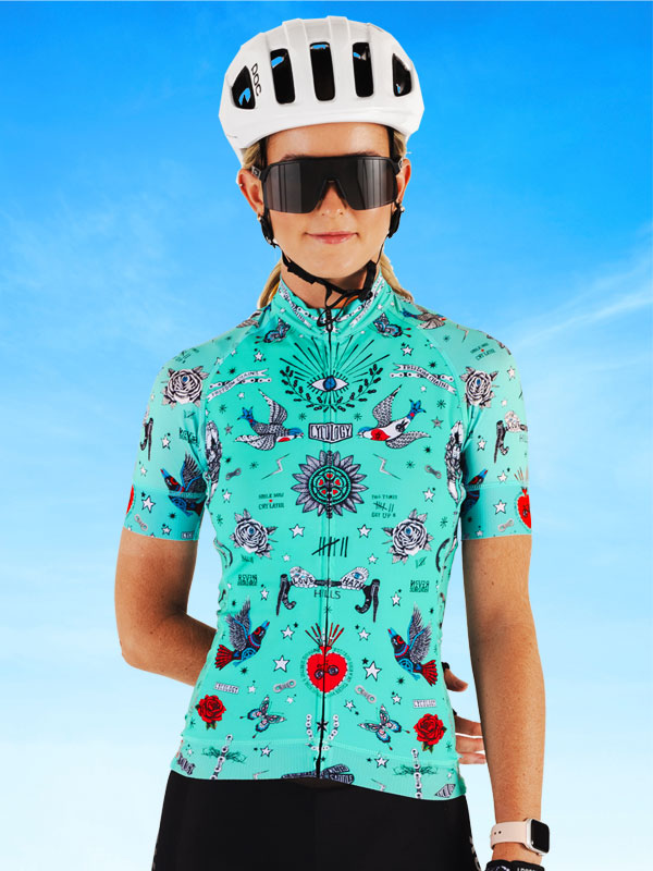 Tattoo Blue Women's Cycling Jersey on Model | Cycology AUS