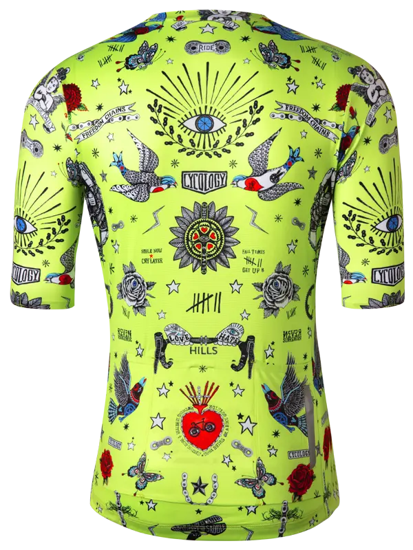  Tattoo Green Men's  Short Sleeve Reborn Jersey  back view 
