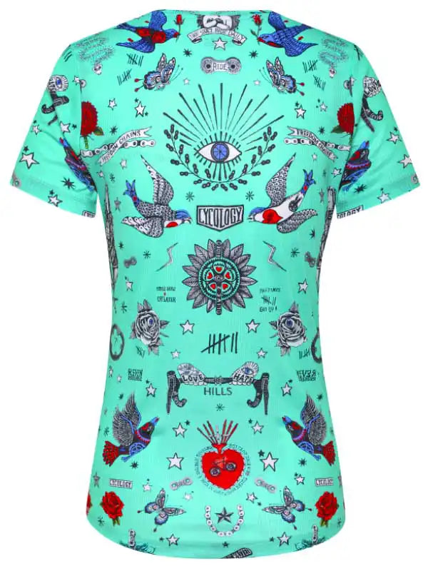 Tattoo Blue Womens Technical T shirt Back | Cycology Clothing AUS