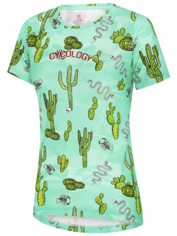 Totally Cactus Women's Green Technical T shirt  front | Cycology AUS