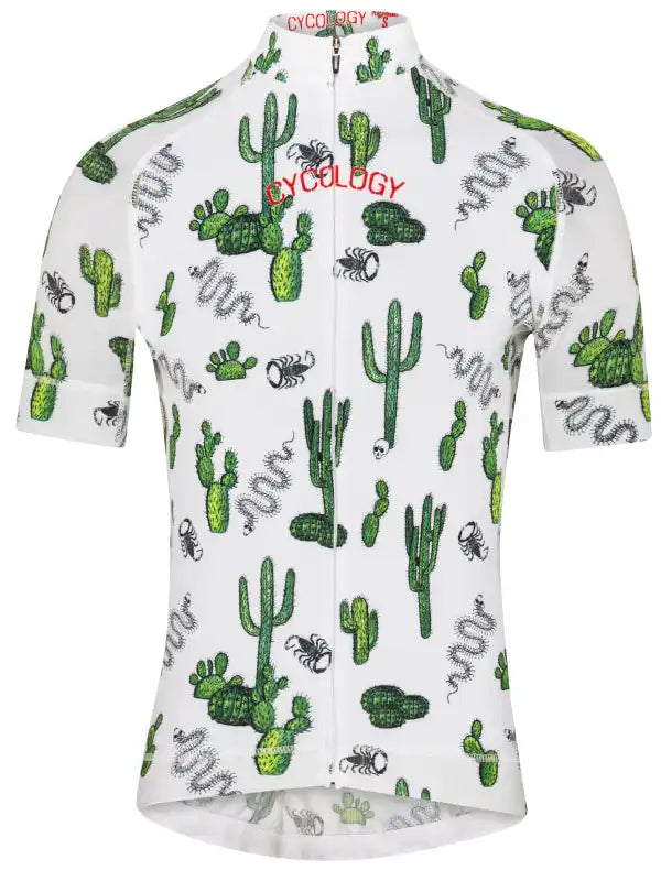 Totally Cactus White Cycling Jersey Front  | Cycology AUS