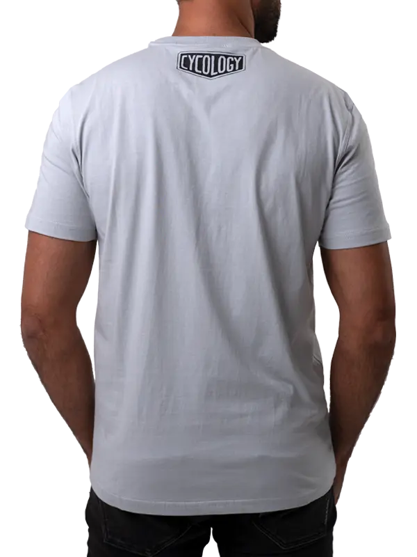 Gray t-shirt with a Cycology logo 