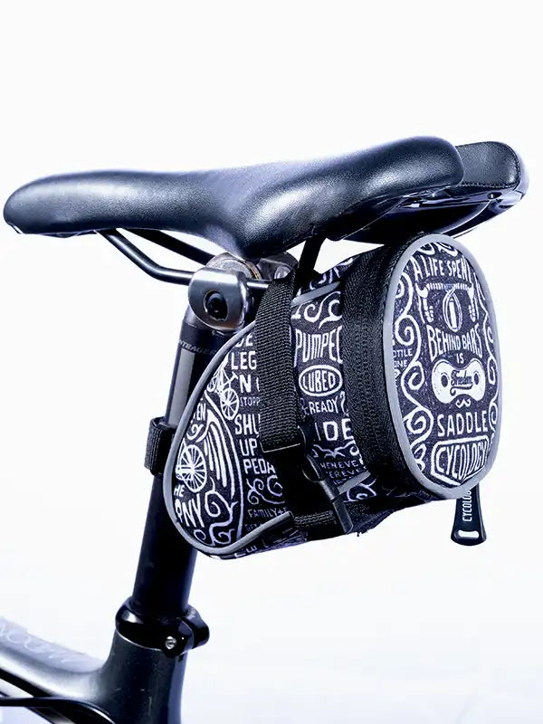 Wisdom Black Bike Saddle Bag on bike  | Cycology AUS