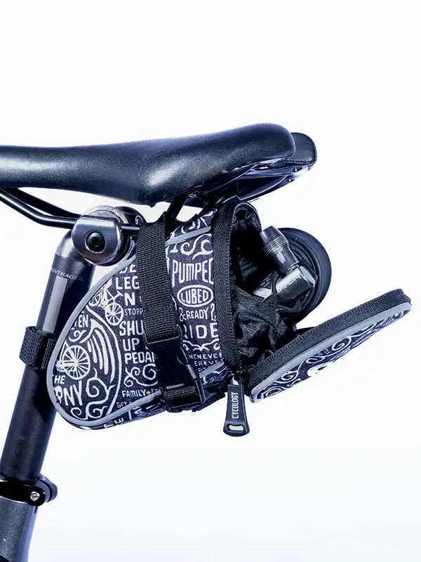 Wisdom Black Bike Saddle Bag open | Cycology AUS