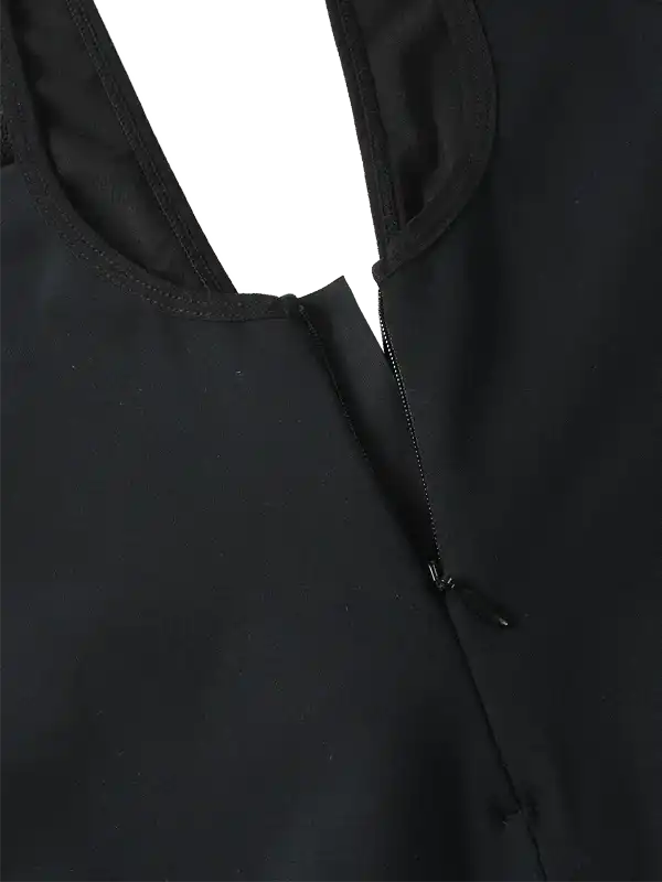 Black cycling jersey with front zipper and V-neck design for men and women