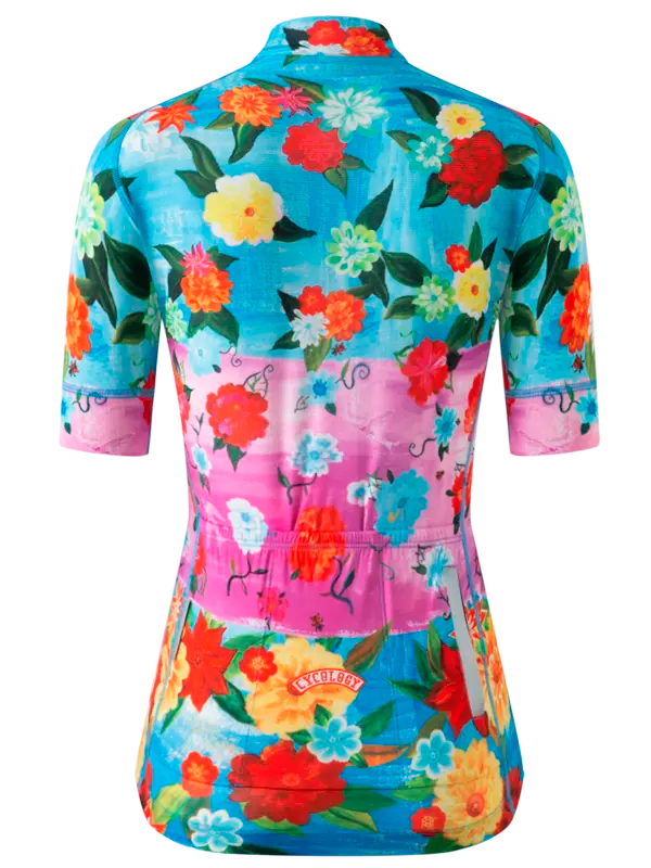 Colorful floral short sleeve cycling jersey 