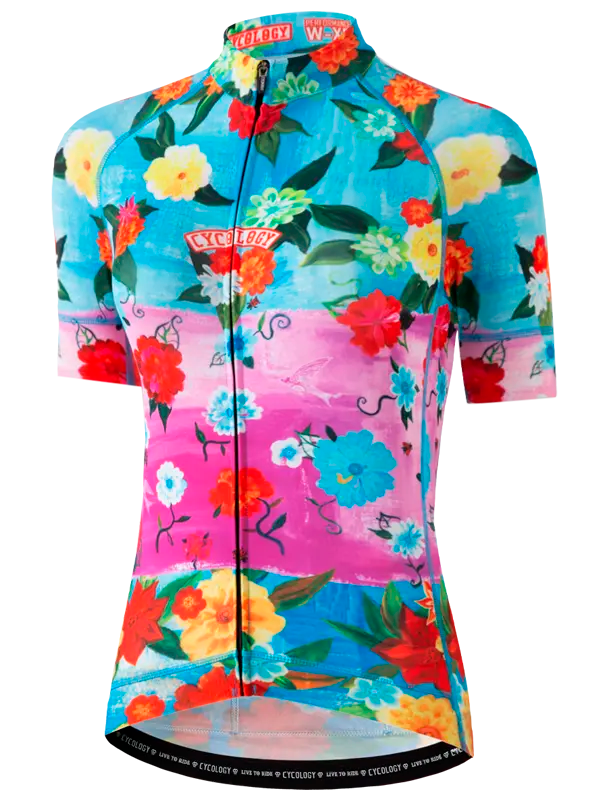 Colorful floral short sleeve cycling jersey 