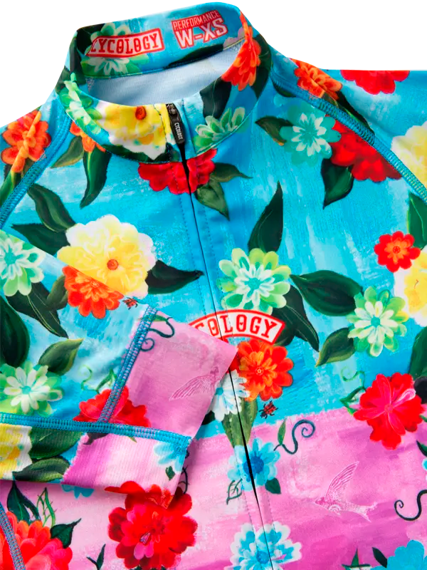 Colourful floral short sleeve cycling jersey 