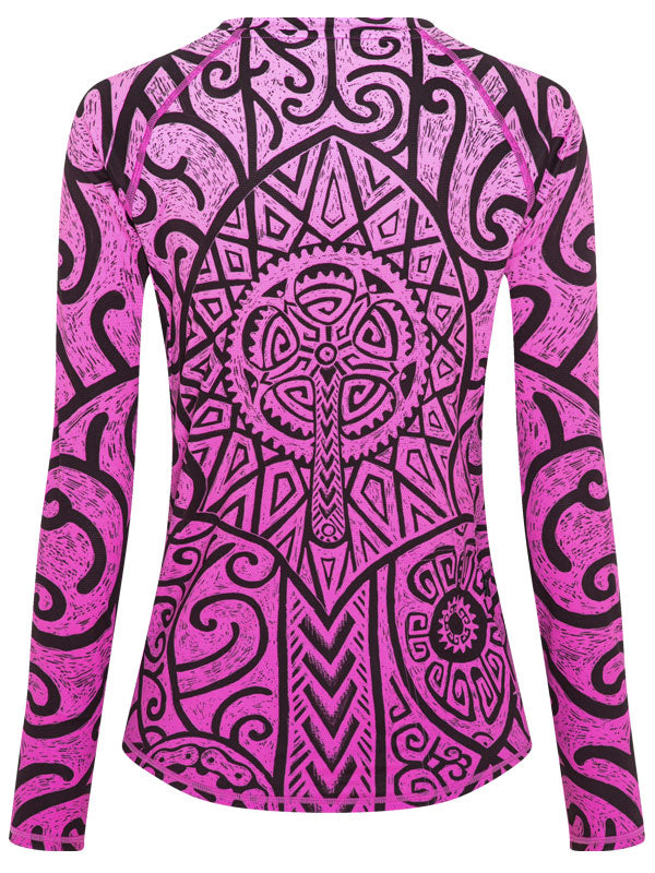 Zanzibar Pink Womens Long Sleeve MTB Jersey  Back | Cycology AUS