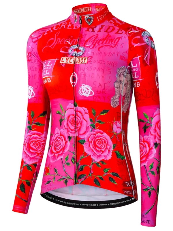 Zadie Pink Women's Winter Long Sleeve Cycling Jersey Front  Cycology AUS