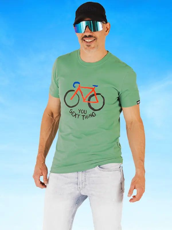 You Sexy Thing Green Men's Cycling T-Shirt  on model | Cycology AUS