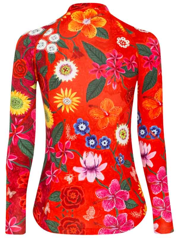 Aloha Red  Women's Long Sleeve Base Layer Back | Cycology AUS