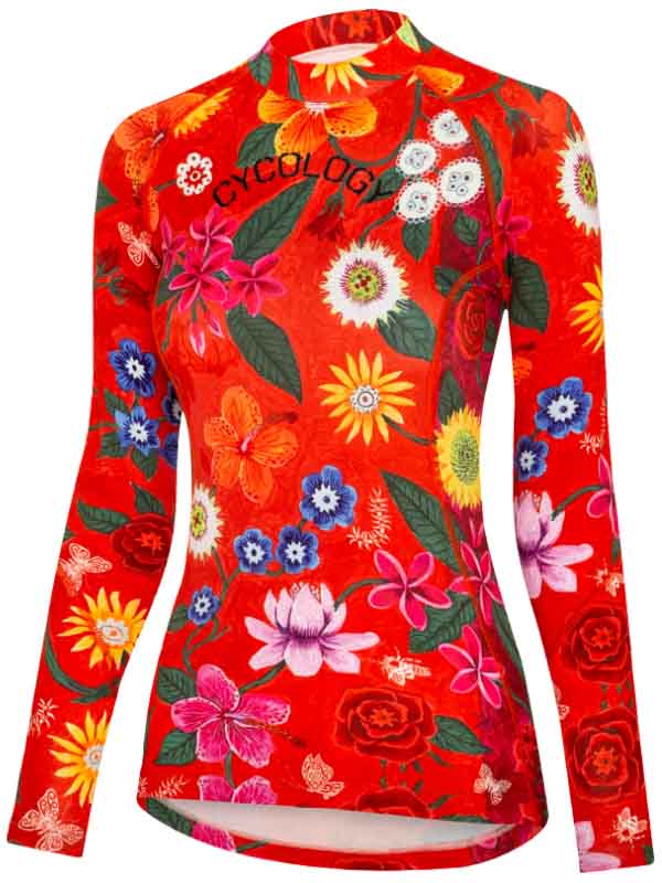 Aloha Red  Women's Long Sleeve Base Layer Front | Cycology AUS