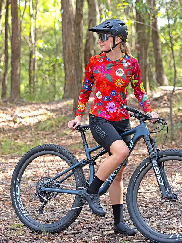 Aloha Red Women's Long Sleeve Mountain Bike Jersey | Cycology AUS