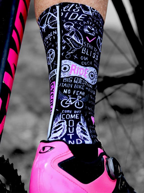 Bike Graffiti Black Aero Cycling Socks | Cycology AUS