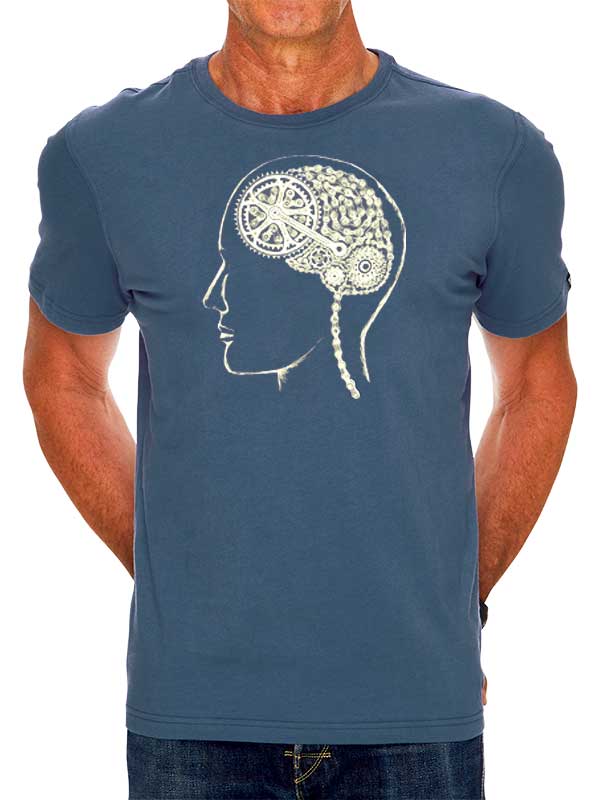 Bike Brain Mens Denim T-shirt  | Cycology Clothing AUS