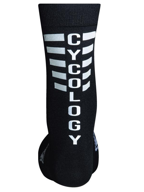 Cycology Black Reflective Logo Cycling Socks | Cycology AUS