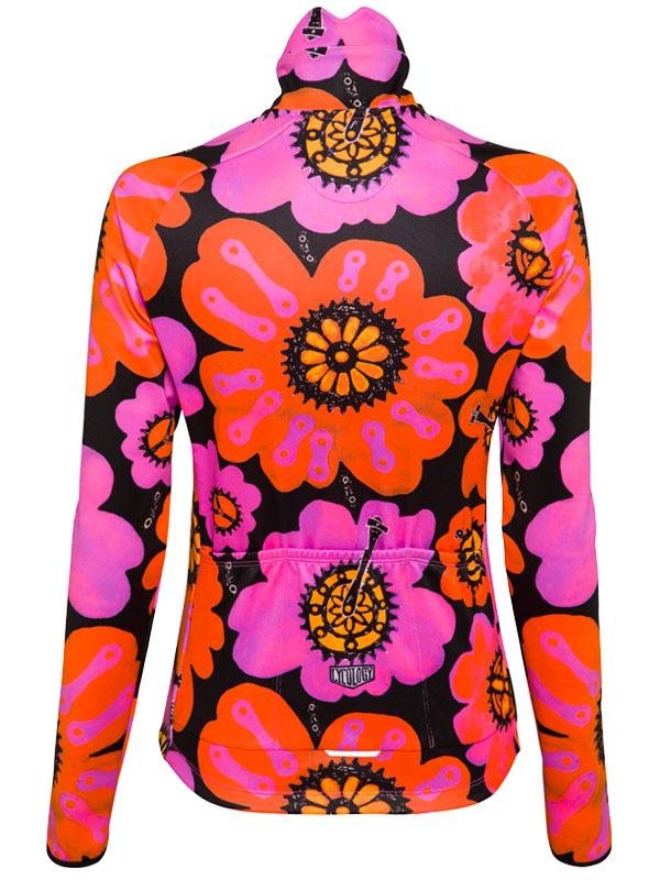 Pedal Flower Windproof Black Cycling Jacket | Cycology Clothing
