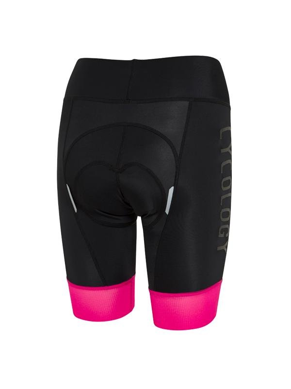 Cycology Womens Logo Black Pink Cycling Shorts 