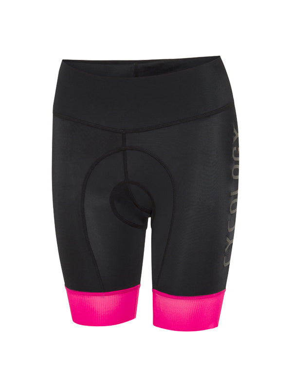Cycology Womens Logo Black Pink Cycling Shorts 