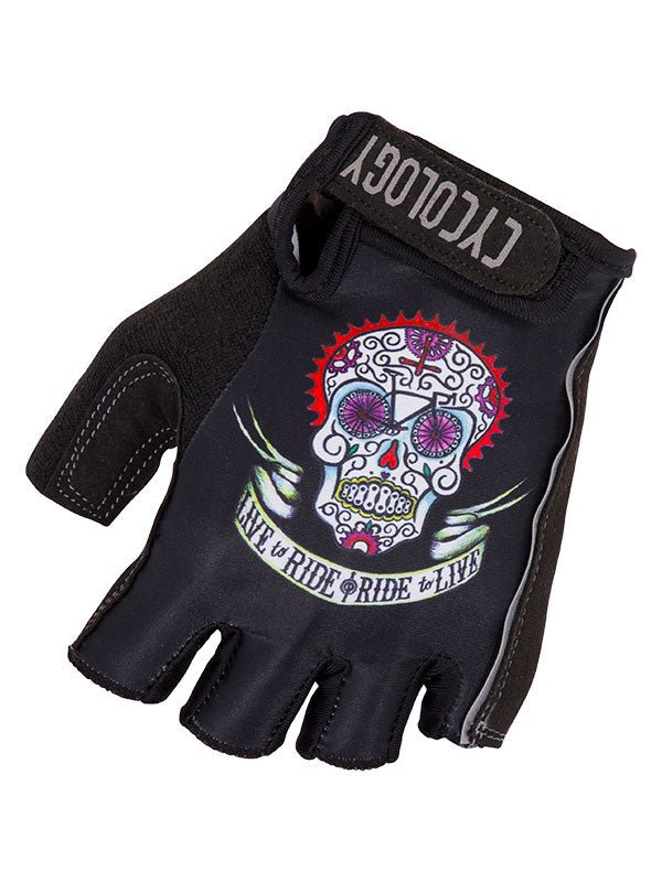 Day of the Living Black Cycling Gloves | Cycology AUS