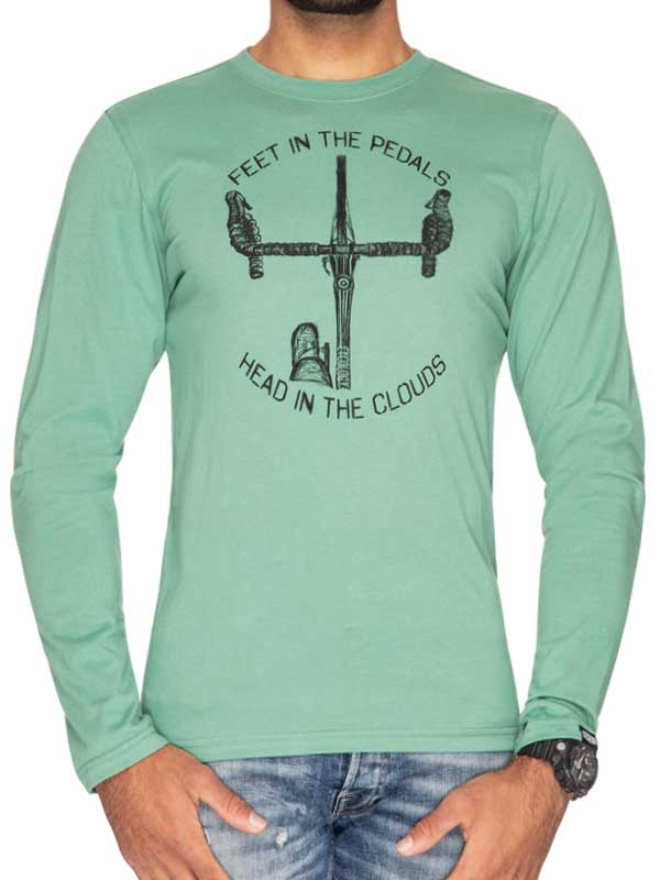 Feet in Pedals Green Men's Long Sleeve T-shirt  Front | Cycology AUS